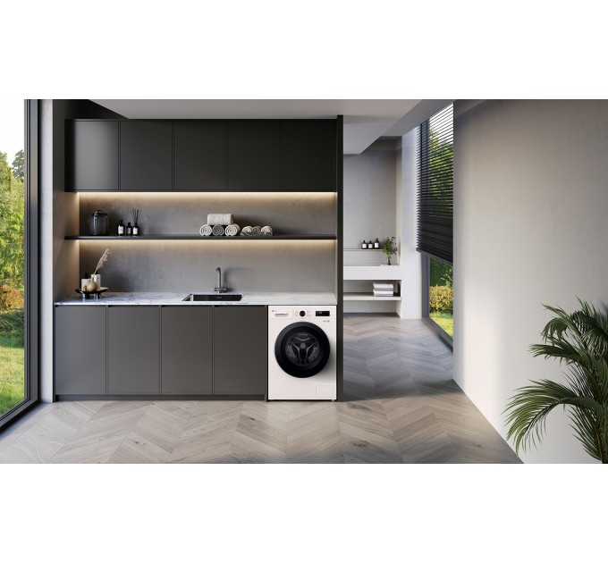 Стиральная машина LG фронтальная, 6кг, 1200, A+++, 44см, дисплей, пар, инвертор, белый