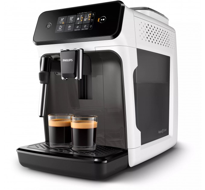 Кавомашина Philips Series 1200 1.8л, зерно + мелена, ручний капучинатор, авторецептів - 2, біло - чорний