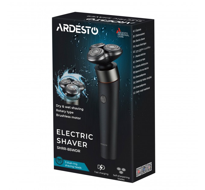 Бритва електр. ARDESTO SHRR-B5WDR роторная, 5Вт, бритв.головок-3, Li-Ion, сух.+влажн., черный
