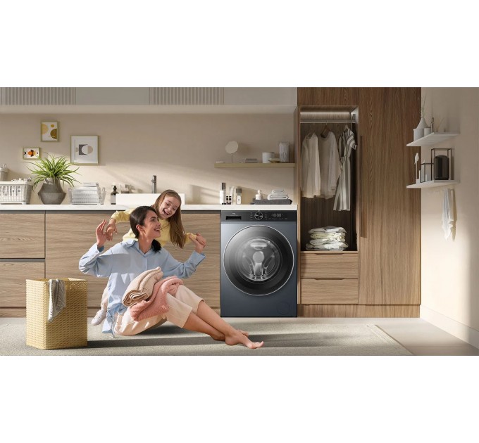 Стиральная машина TCL фронтальная, 9кг, 1400, A+++, 57см, дисплей, пар, инвертор, серый