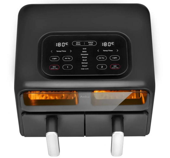 Мультипечь Amica 2400Вт, чаша - 2*4.0л, сенсорное управл., 8 авто. программ, пластик, черный