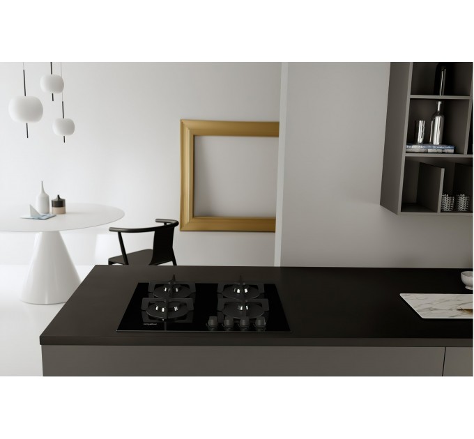 Варильна поверхня Whirlpool газова на склі, 60см, чавун, чорний