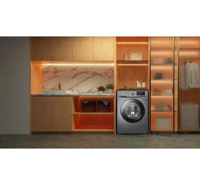 Пральна машина TCL фронтальна, 10кг, 1400, A+++, 62см, дисплей, пара, інвертор, сірий