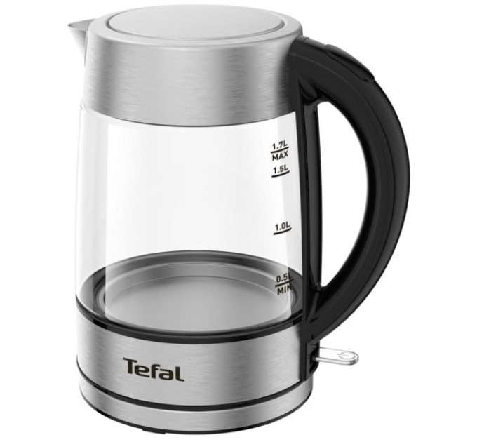 Електрочайник Tefal Glass Kettle 1.7л, скло, з підсвіткою, сріблясто-чорний