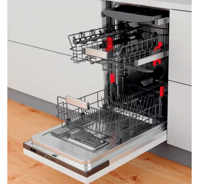 Посудомоечная машина Whirlpool встраиваемая, 10компл., A+++, 45см, дисплей, инвертор, 3я корзина, белый