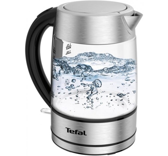 Електрочайник Tefal Glass Kettle 1.7л, скло, з підсвіткою, сріблясто-чорний