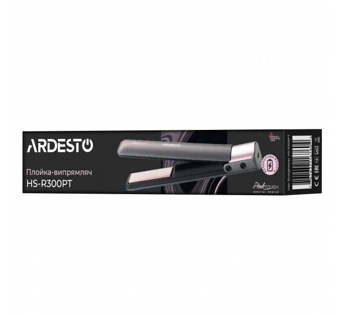 Выпрямитель ARDESTO Pink Touch, аккумуляторный, 50Вт, 160-200C, дисплей, керамика, USB-C > USB-A, серый+розовый