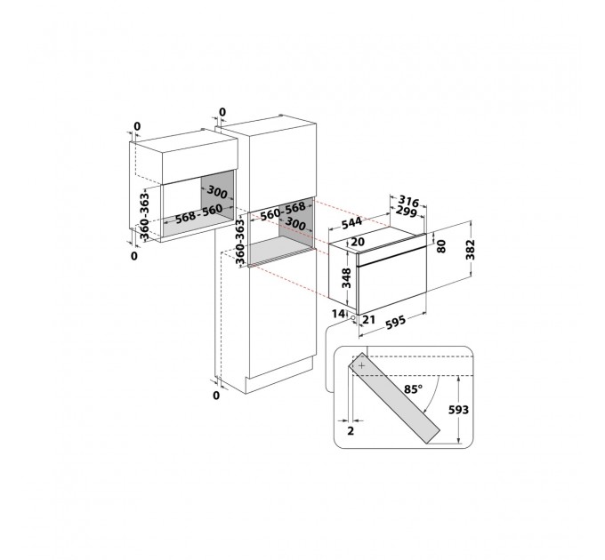 Мікрохвильова піч Whirlpool вбудована, 22л, електронне упр., 750Вт, дисплей, нерж