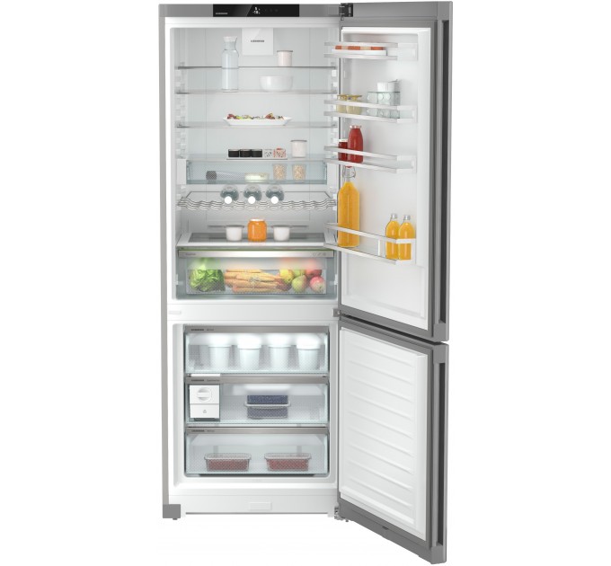 Холодильник Liebherr с нижн. мороз., 201.5x74.7х67.5, холод.отд.-346л, мороз.отд.-128л, 2дв., A++, NF, диспл внутр., серый