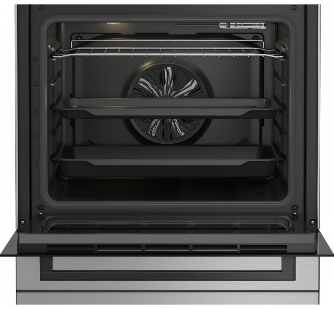 Плита Beko комби, 66л, 60x60см, конвекция, серебристый