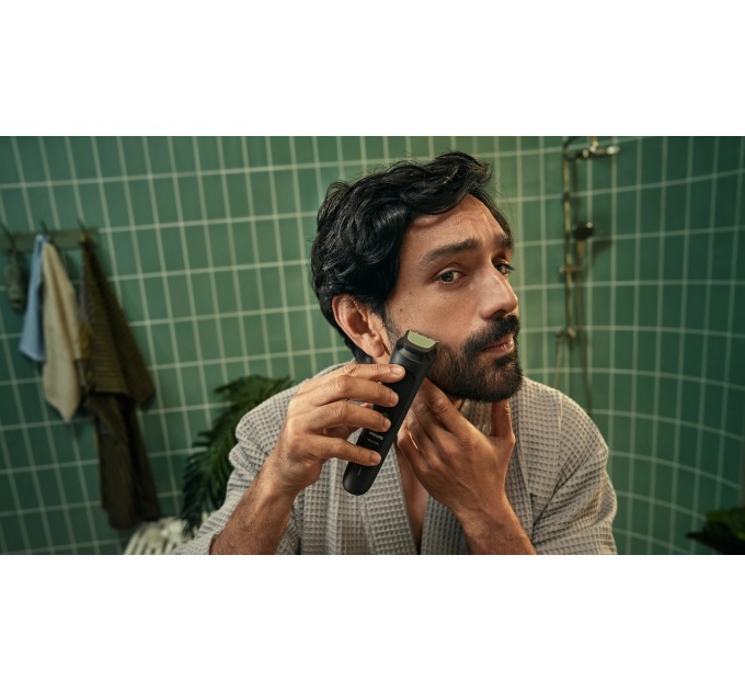 Тример Philips All-in-One Trimmer 3000 Series, для обличчя, голови, носа, акум., насадок-7, сталь, чорний