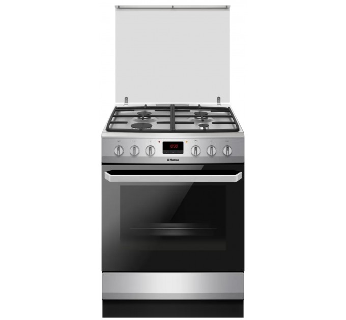 Плита Hansa комбінована, 65л, 60x60см, дисплей, конвекція, чавун, нерж
