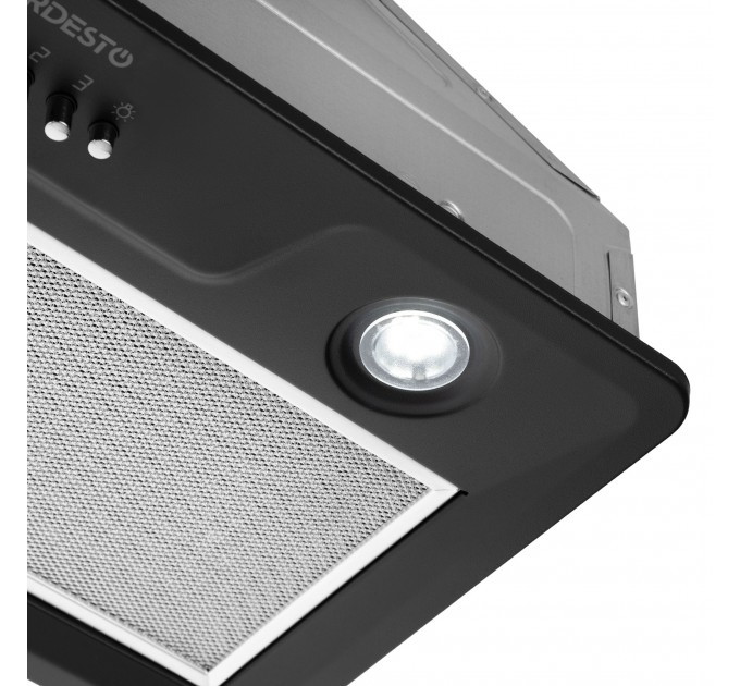 Вытяжка ARDESTO встраиваемая, 52см, 450м3ч, метал, 2х1Вт LED, кнопочное, черный