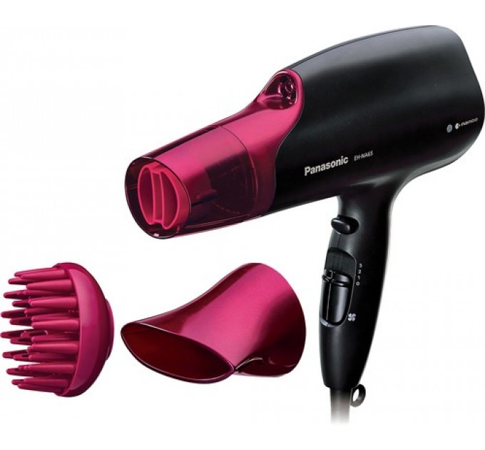 Фен Panasonic, 2000Вт, 4 режими, дифузор, іоніз-я, хол. обдув, чорно-рожевий