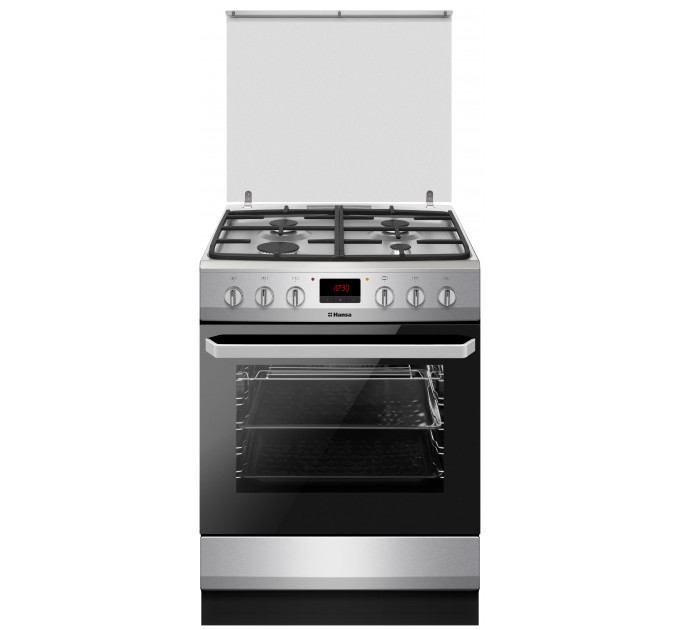 Плита Hansa комбінована, 65л, 60x60см, дисплей, конвекція, чавун, нерж