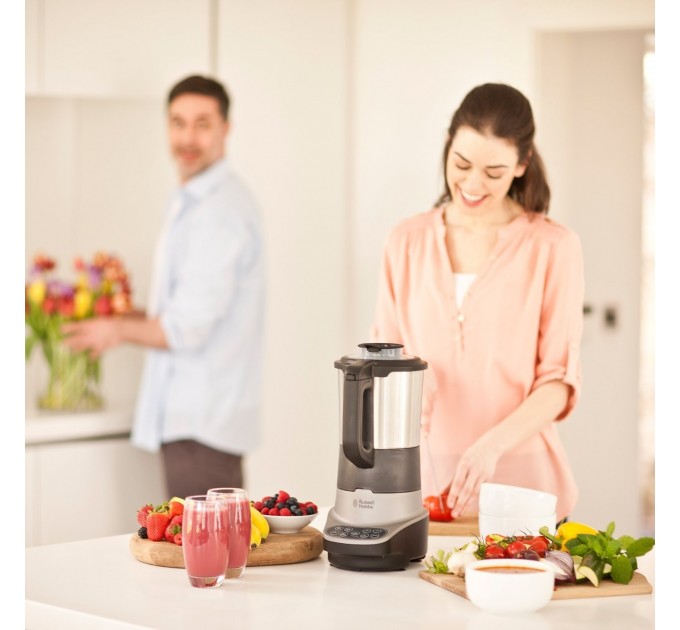 Cуповарка-блендер Russell Hobbs 1200Вт, чаша-1,75л, механическое управл., 8 авто. программ, нержав.сталь, платик, серо-черный