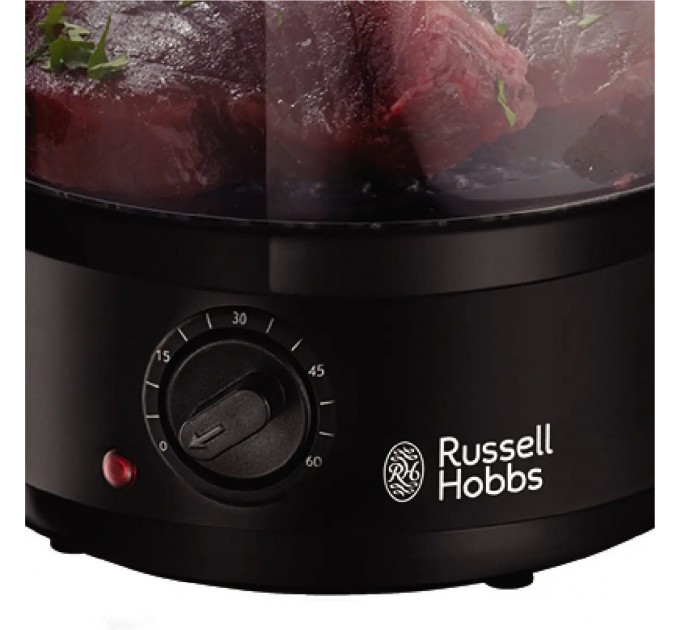 Пароварка Russell Hobbs Kitchen Collection 400Вт, чаша-2.3/3.3л, резервуар для воды -0.5л, механическое управл., 3 яруса, пластик, черный