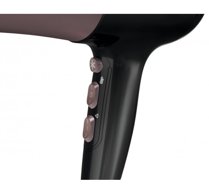 Фен Rowenta Powerline, 2400Вт, 3 режими, дифузор, іоніз-я, хол. обдув, чорно-рожевий