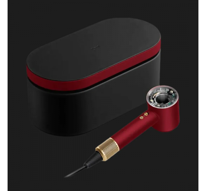 Фен Dyson HD16 Supersonic Nural Red Velvet/Gold, 1600Вт, 3 режими, іонізація, хол. обдув, кейс для зберігання, червоно-золотий