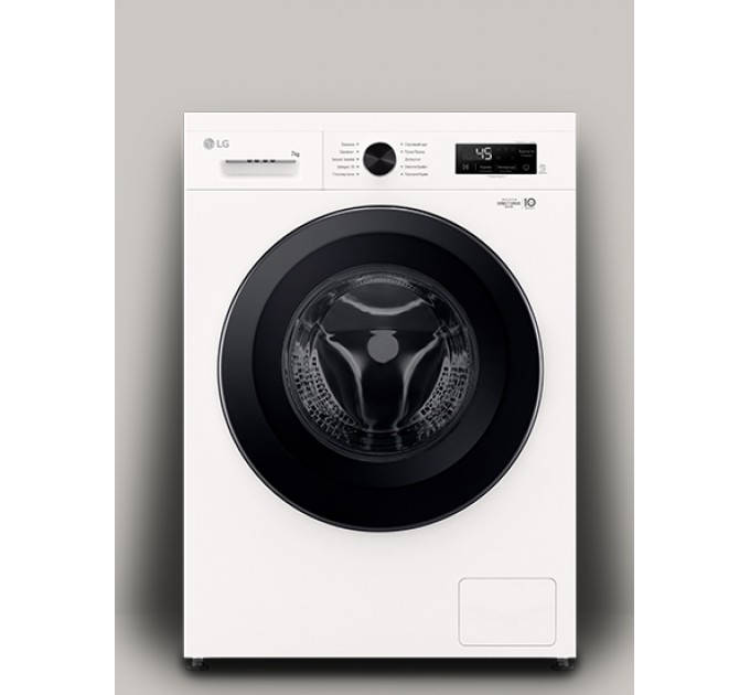 Стиральная машина LG фронтальная, 7кг, 1200, A+++, 44см, дисплей, пар, инвертор, белый