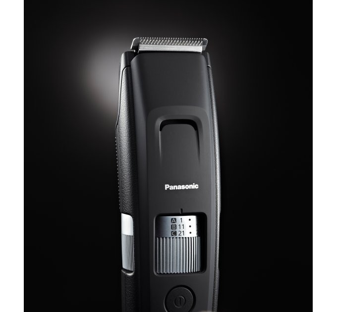 Триммер Panasonic для бороды и усов, сеть+акум., насадок-4, сталь, черный
