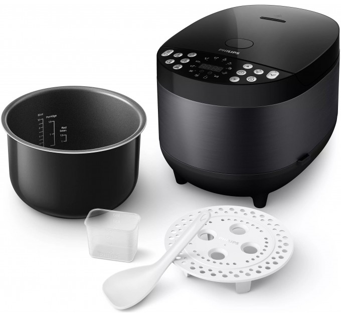 Мультиварка Philips All-in-One 980Вт, чаша-5л, электронное управл., 60 авто. программ, пластик, чорний