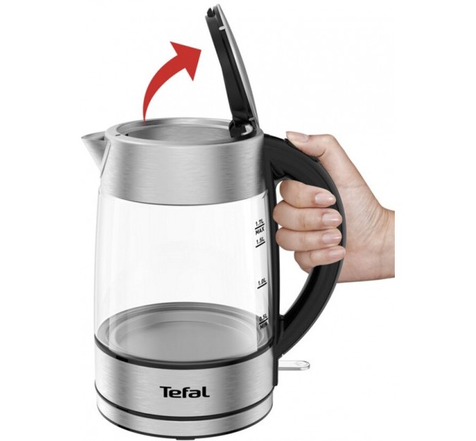 Електрочайник Tefal Glass Kettle 1.7л, скло, з підсвіткою, сріблясто-чорний