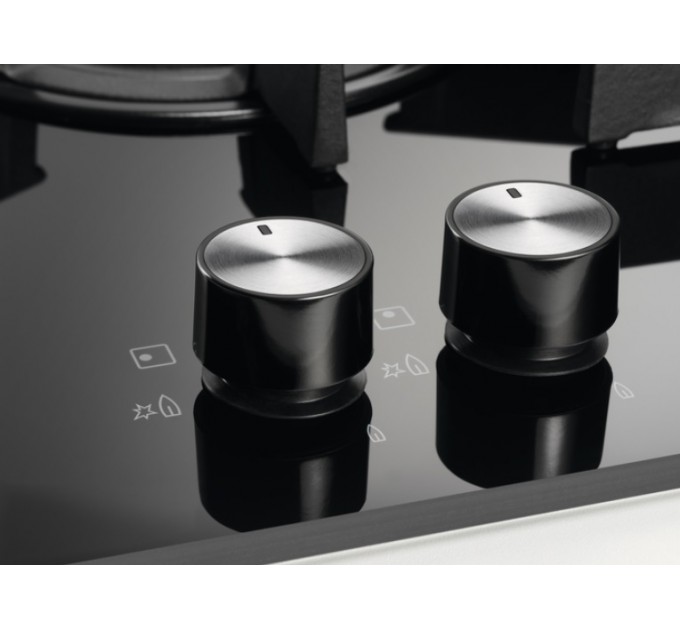 Варильна поверхня Electrolux газова на склі, 30см, чавун, Доміно, чорний