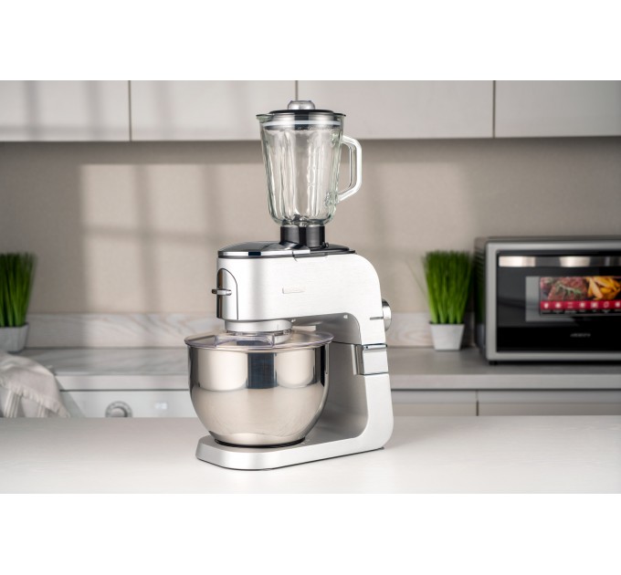 Кухонна машина ARDESTO 1500Вт, чаша-метал, корпус-метал, насадок-10, сріблясто-сірий