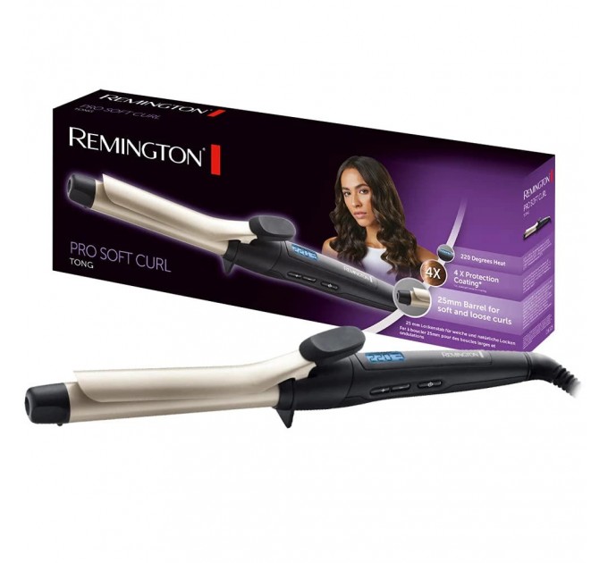 Плойка Remington Pro Soft Curl, >300Вт, темп.режимов-10, D-25mm, 130-220С, дисплей, керамика, черный
