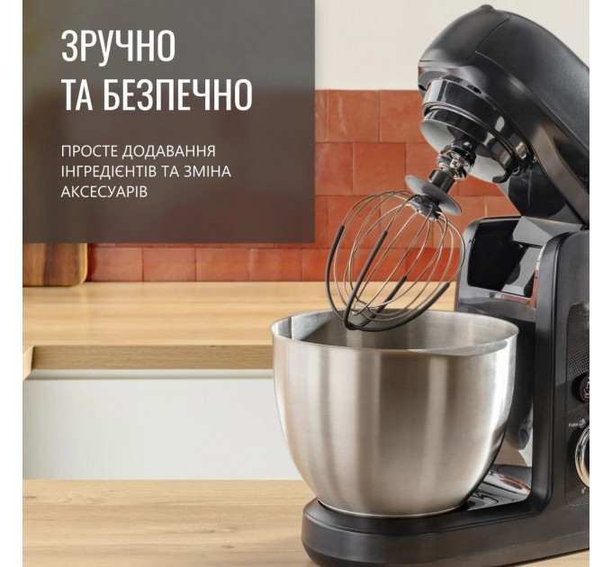 Кухонна машина Tefal Bake Partner 1100Вт, чаша-метал, корпус-пластик, насадок-8, чорний