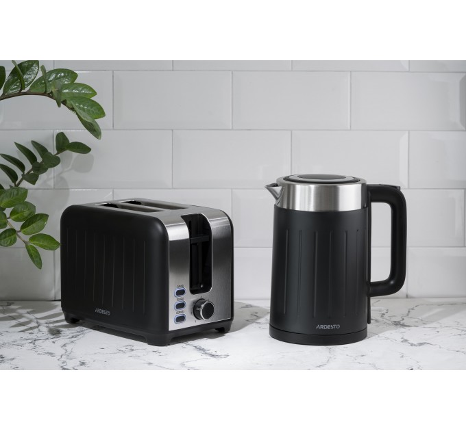 Электрочайник ARDESTO 1.7л, Strix, двойные стенки, черный матовый