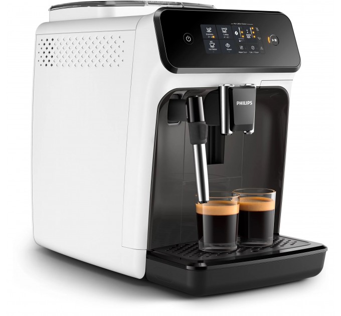 Кавомашина Philips Series 1200 1.8л, зерно + мелена, ручний капучинатор, авторецептів - 2, біло - чорний