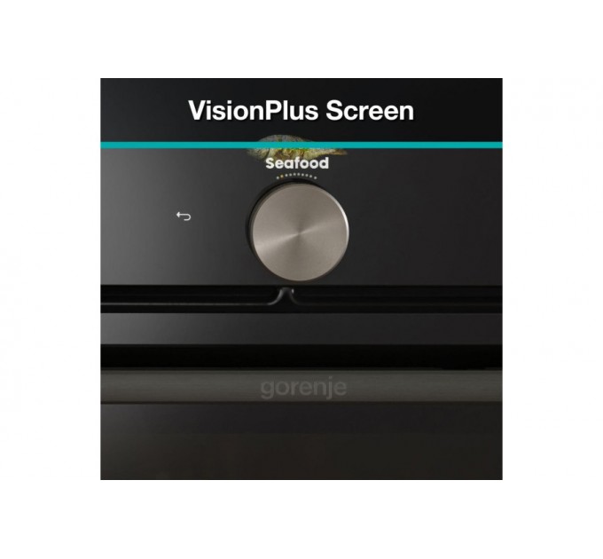 Духовой шкаф Gorenje электрический, 77л, A+,TouchFree, дисплей, мультисист, Wi-Fi упр, пиролиз, приготовл. на разн. уровнях, черный
