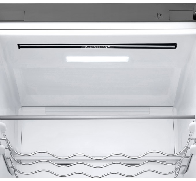 Холодильник LG с нижн. мороз., 203x60х68, холод.отд.-277л, мороз.отд.-110л, 2дв., E, NF, инв., диспл внешн., зона св-ти, серебристый