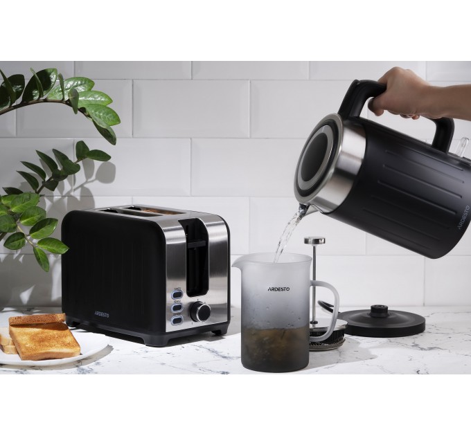 Электрочайник ARDESTO 1.7л, Strix, двойные стенки, черный матовый