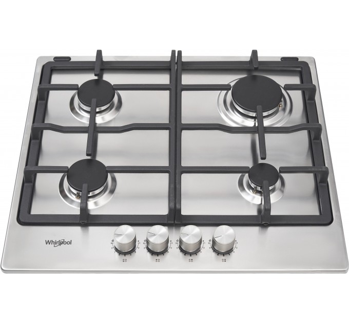 Варильна поверхня Whirlpool газова, 60см, чавун, турбо-конфорка, нерж