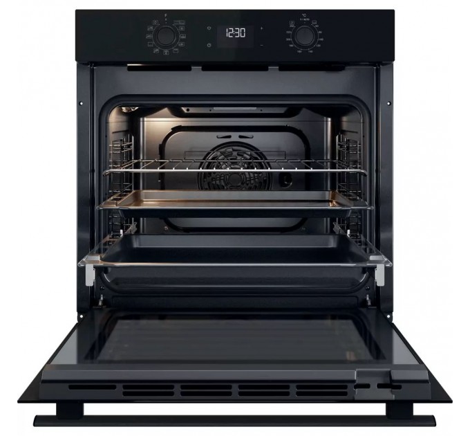 Духова шафа Whirlpool електрична, 71л, A+, дисплей, конвекція, телескопічні напрямні, чорний