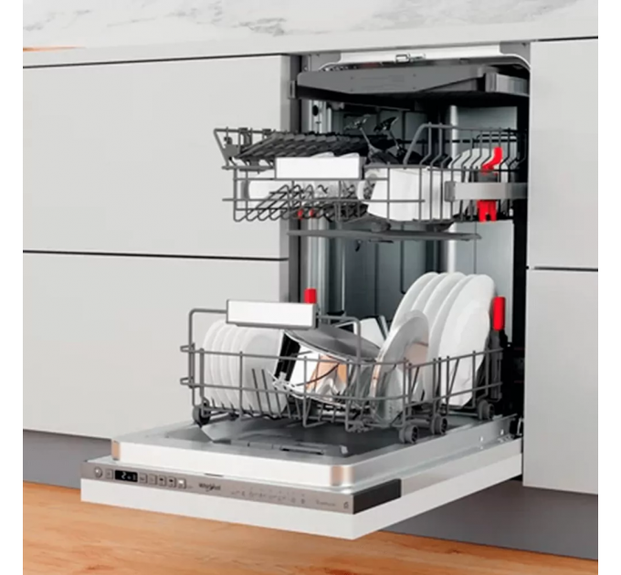 Посудомоечная машина Whirlpool встраиваемая, 10компл., A+++, 45см, дисплей, инвертор, 3я корзина, белый
