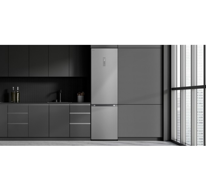 Холодильник LG с нижн. мороз., 203x60х68, холод.отд.-277л, мороз.отд.-107л, 2дв., А++, NF, инв., диспл внешн., Fresh Сonverter, Metal Fresh, серебристый