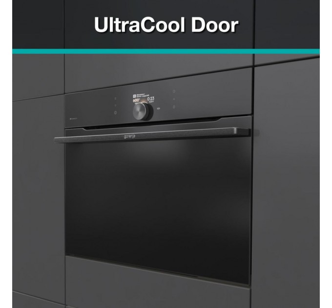 Духова шафа Gorenje електрична компактна, 50л, A+, дисплей, Wi-Fi, ф-ція мікрохвиль, чорний