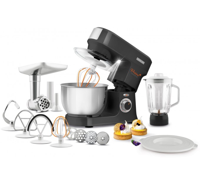 Кухонная машина Sencor 1000Вт, чаша-металл, корпус-пластик, насадок-15, черный