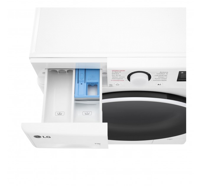 Пральна машина LG фронтальна, 11кг, 1400, A, 57см, дисплей, пара, інвертор, білий