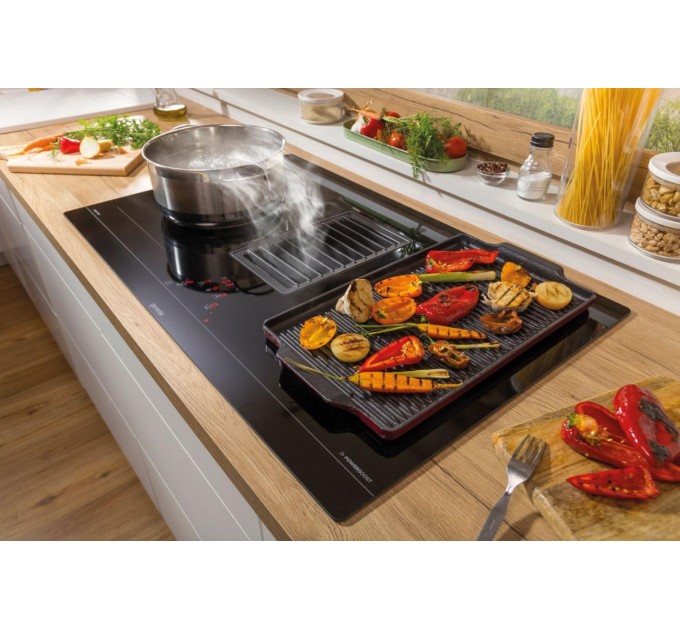Варильна повверхня Gorenje індукційна, 83см, розширена зона, вбудована витяжка, 620м.куб/год, чорний
