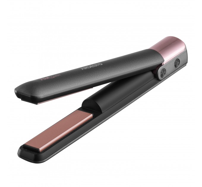Выпрямитель ARDESTO Pink Touch, аккумуляторный, 50Вт, 160-200C, дисплей, керамика, USB-C > USB-A, серый+розовый