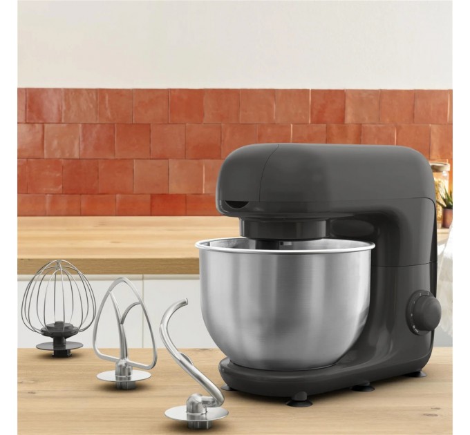 Кухонна машина Tefal Bake Essential 800Вт, чаша-метал, корпус-метал/пластик, насадок-4, чорний