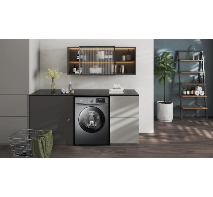 Пральна машина TCL фронтальна, 10кг, 1400, A+++, 62см, дисплей, пара, інвертор, сірий