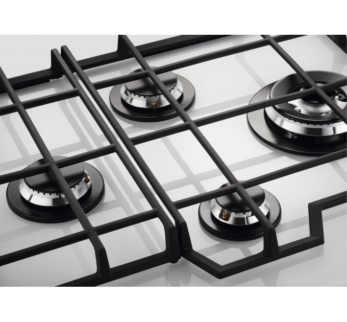 Варочная поверхность Electrolux газ на стекле, 60см, чугун, белый