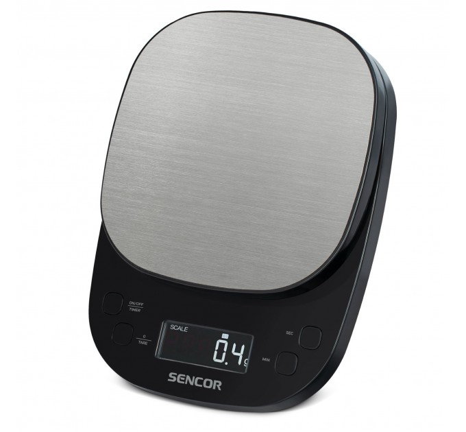 Весы Sencor кухонные для кофе, 2кг, АААx3, регулирование гравитации, пластик, черный-нерж. сталь