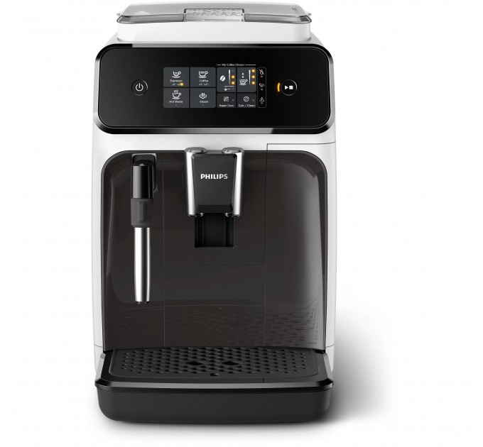 Кавомашина Philips Series 1200 1.8л, зерно + мелена, ручний капучинатор, авторецептів - 2, біло - чорний